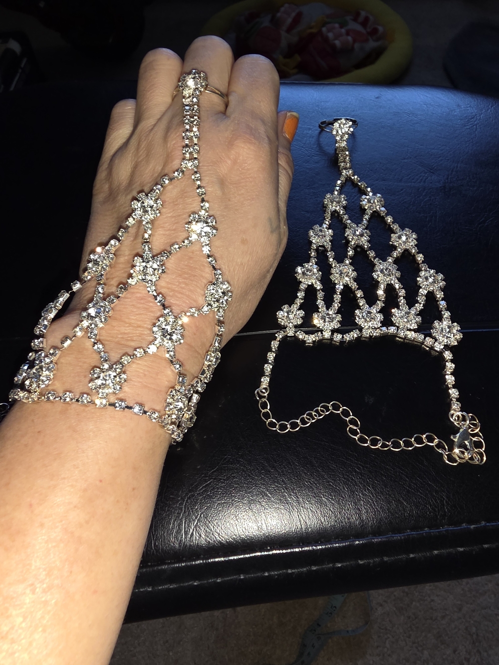Crystal Hand Chain Bracelets and Earrings Set